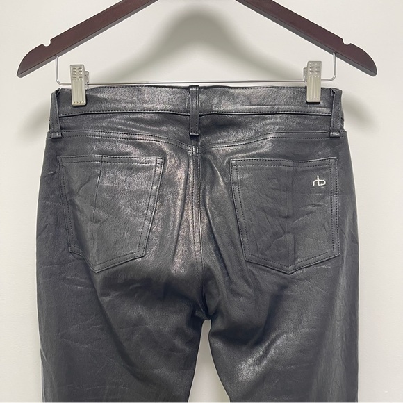 rag & bone The Leather Skinny Pants, Washed Black, 27 - Picture 7 of 13